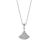 DIVAS' DREAM necklace in 18 kt white gold with pendant set with one diamond and pavé diamonds. 350066 image 1