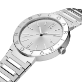 BULGARI BULGARI watch with mechanical manufacture movement, automatic winding and date, stainless steel case and bracelet, stainless steel bezel engraved with double logo and silvered sunray dial. Water-resistant up to 50 metres 103652 image 2