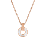BVLGARI BVLGARI 18K 玫瑰金鏤空項鍊，鑲飾珍珠母貝元素和 1 顆圓形明亮型切割鑽石。 357546 image 1