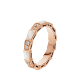 Serpenti Viper band ring in 18 kt rose gold, set with mother of pearl elements and pavé diamonds. AN858042 image 1