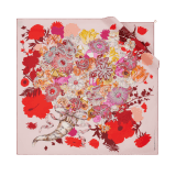 Gems Bouquet scarf in fine light pink silk twill with a Bvlgari Bvlgari metal pendant. Made of 100% silk twill. GEMSBOUQUET-SQ image 1