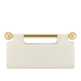 Tubogas Spheres clutch in Perla White calf leather with Perla White nappa leather lining. Iconic handle in gold-plated brass with spheres at both ends embellished with zirconia; magnetic closure. TGC-001-1395S image 1