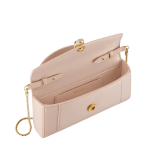 Serpenti Forever phone case in rose gold Space lamb leather. Captivating snakehead magnetic closure in gold-finished brass embellished with rose gold enamel, gold-finished brass scales and black onyx eyes. 295583 image 2