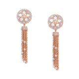 Jannah Flower 18 kt rose gold earrings set with mother-of-pearl inserts and pavé diamonds, and with an 18 kt rose gold and pavé diamond tassel 358488 image 1