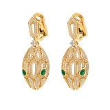 Orecchini Serpenti in oro giallo 18 kt con pavé di diamanti e occhi in malachite. 354576 image 2