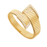 Bvlgari Tubogas asymmetric 18 kt yellow gold bracelet set with demi pavé diamonds BR860836 image 1