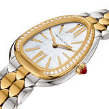 Serpenti Seduttori watch in 18 kt yellow gold and stainless steel with diamond-set bezel and white mother-of-pearl dial. Water-resistant up to 30 metres 103755 image 2