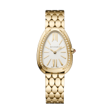 Serpenti Seduttori watch with 18 kt yellow gold case, 18 kt yellow gold bracelet, 18 kt yellow gold bezel set with diamonds and a white silver opaline dial. 103942 image 1