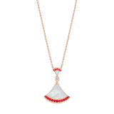 DIVAS’ DREAM Halskette aus 18 Karat Roségold mit Perlmutt-Elementen, einem runden Diamanten im Brillantschliff und Rubin-Pavé. 358122 image 1