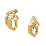 Bvlgari Tubogas asymmetric 18 kt yellow gold hoop earrings set with demi pavé diamonds 362521 image 2