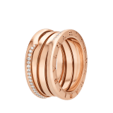 Кольцо B.zero1 с тремя витками, розовое золото 18 карат, фрагменты бриллиантового паве с двух сторон AN859412 image 1