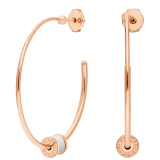 B.zero1 18 kt rose gold large hoop earrings set with white ceramic on the spiral 357221 image 2