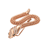 Spilla Serpenti in oro rosa 18 kt con testa e coda con pavé di diamanti e occhi in onice nera. 361721 image 2