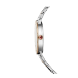 BVLGARI BVLGARI LADY watch with stainless steel case, 18 kt rose gold bezel engraved with double logo, grey lacquered dial, diamond indexes, and stainless steel and 18 kt rose gold bracelet. 103067 image 4