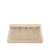 Serpenti Forever clutch in light gold striated calf leather with crystal rose nappa leather lining. Captivating snakehead magnetic closure in light gold-plated brass embellished with pavé-set black zirconia stones, and black onyx eyes. 295468 image 2