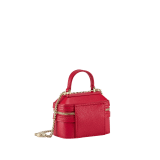Serpenti Forever mini jewelry box bag in grained, amaranth garnet red Urban calf leather. Captivating snakehead zip pulls and light gold-plated brass chain embellishment. SEA-NANOJWLRYBOX image 3