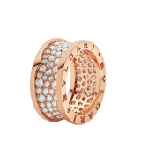 B.zero1 ring in 18 kt rose gold, set with pavé diamonds on the spiral. AN855553 image 1