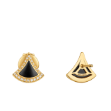 Divas' Dream 18 kt yellow gold fan-shaped stud earrings set with black onyx and pavé diamonds 361839 image 3