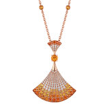 Divas' Dream 18 kt rose gold necklace set with round brilliant-cut Mandarin garnets and pavé diamonds 361110 image 1