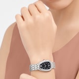 Serpenti Seduttori watch with stainless steel case set with diamonds, black lacquered dial and stainless steel bracelet. Water-resistant up to 30 metres. 103950 image 2