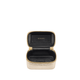 Serpenti Forever mini jewellery box bag in light gold Molten karung skin. Captivating snakehead zip pulls and light gold-plated brass chain embellishment. SEA-NANOJWLRYBOX image 2