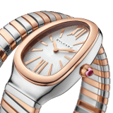 Serpenti Tubogas single-spiral watch in 18 kt rose gold and stainless steel with white opaline dial with guilloché soleil treatment. Water-resistant up to 30 metres 103708 image 2
