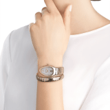 Serpenti Tubogas single spiral watch with stainless steel case, 18 kt rose gold bezel set with round brilliant-cut diamonds, full pavé dial, and bracelet in 18 kt rose gold and stainless steel 103150 image 4