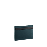 B.zero1 Man card holder in black matt calf leather with niagara sapphire blue nappa leather detailing. Iconic dark ruthenium and palladium-plated brass embellishment. BZM-CCHOLDER image 2