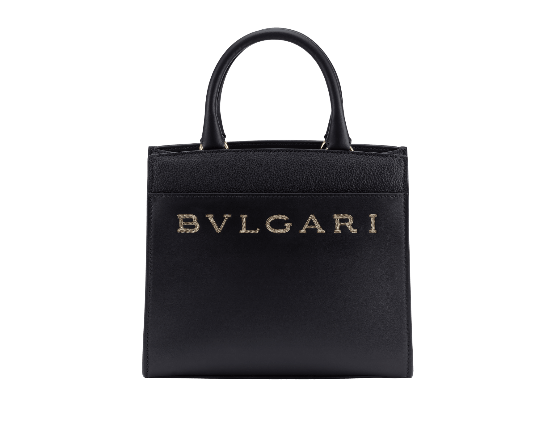 Bulgari Logo small tote bag in amaranth garnet red smooth and grained calf leather with flamingo quartz pink grosgrain lining. Iconic Bulgari logo decorative chain in light gold-plated brass. BVL-1202 image 1