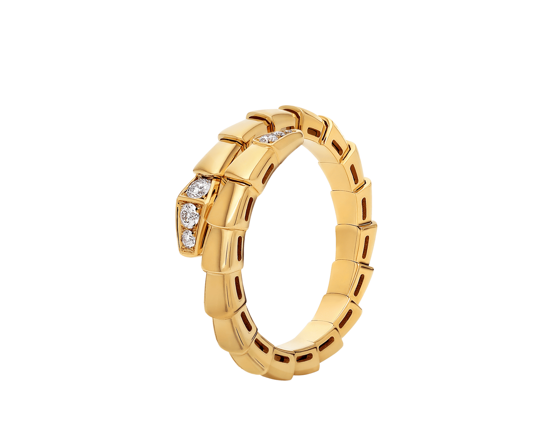 Bague un tour Serpenti Viper en or jaune 18 K avec pavé diamants sur la queue et la tête AN859916 image 1