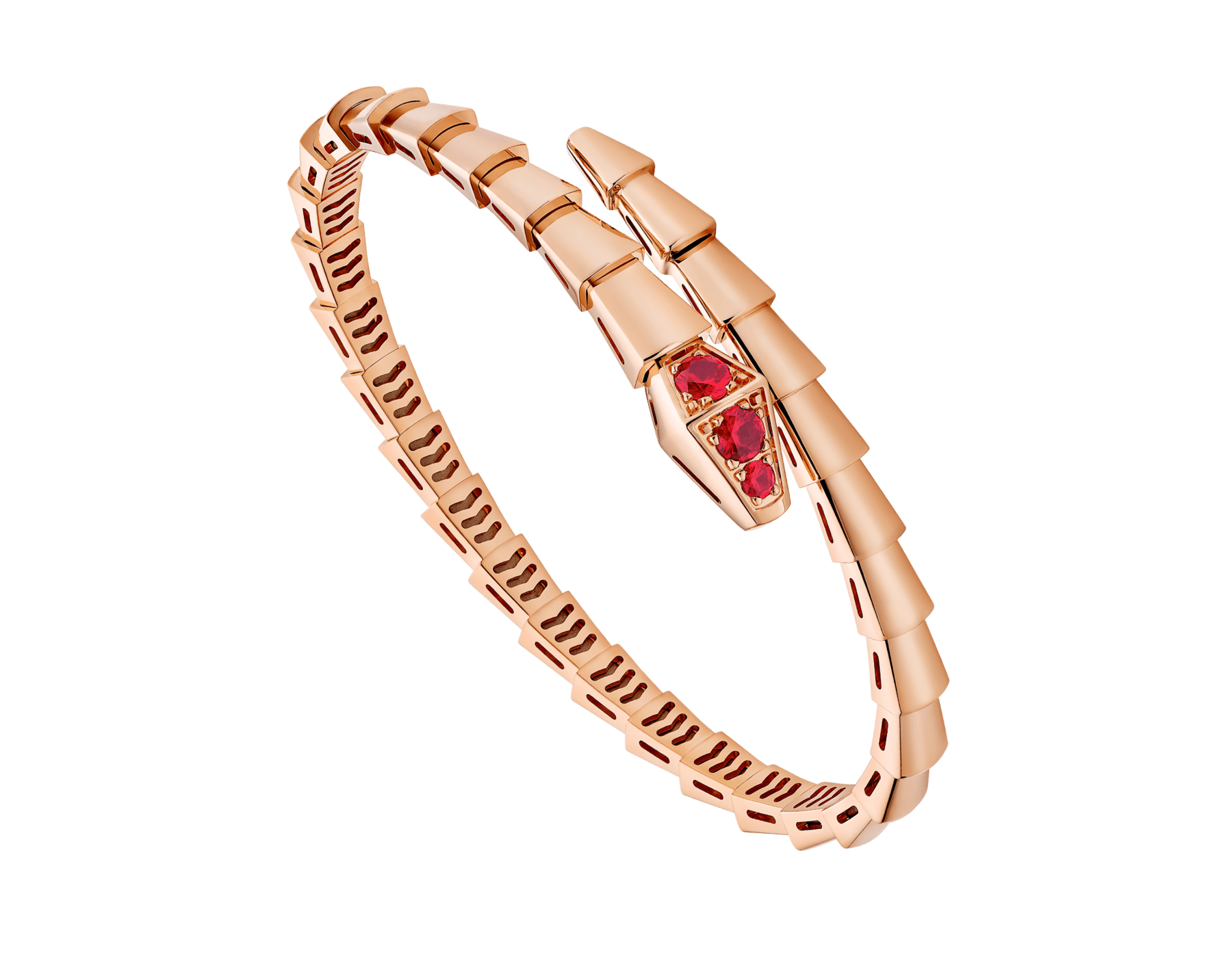 Lunar New Year Special Edition. Serpenti Viper one-coil 18 kt rose gold bracelet set with rubies on the head. BR860512 image 1