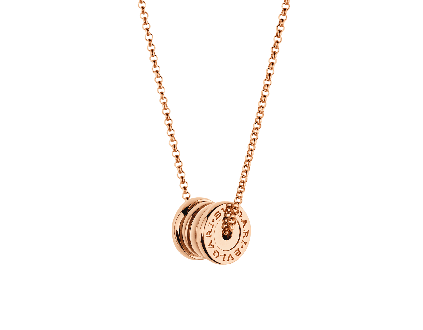 B.zero1 18 kt rose gold necklace with chain and round mini pendant 357255 image 1