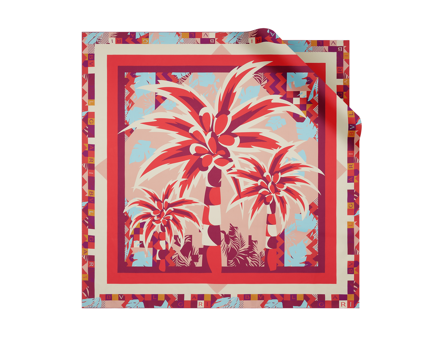 شال ريزورت من حرير التويل الفاخر بلون المرجان الأحمر. إصدار خاص. 245223 image 1