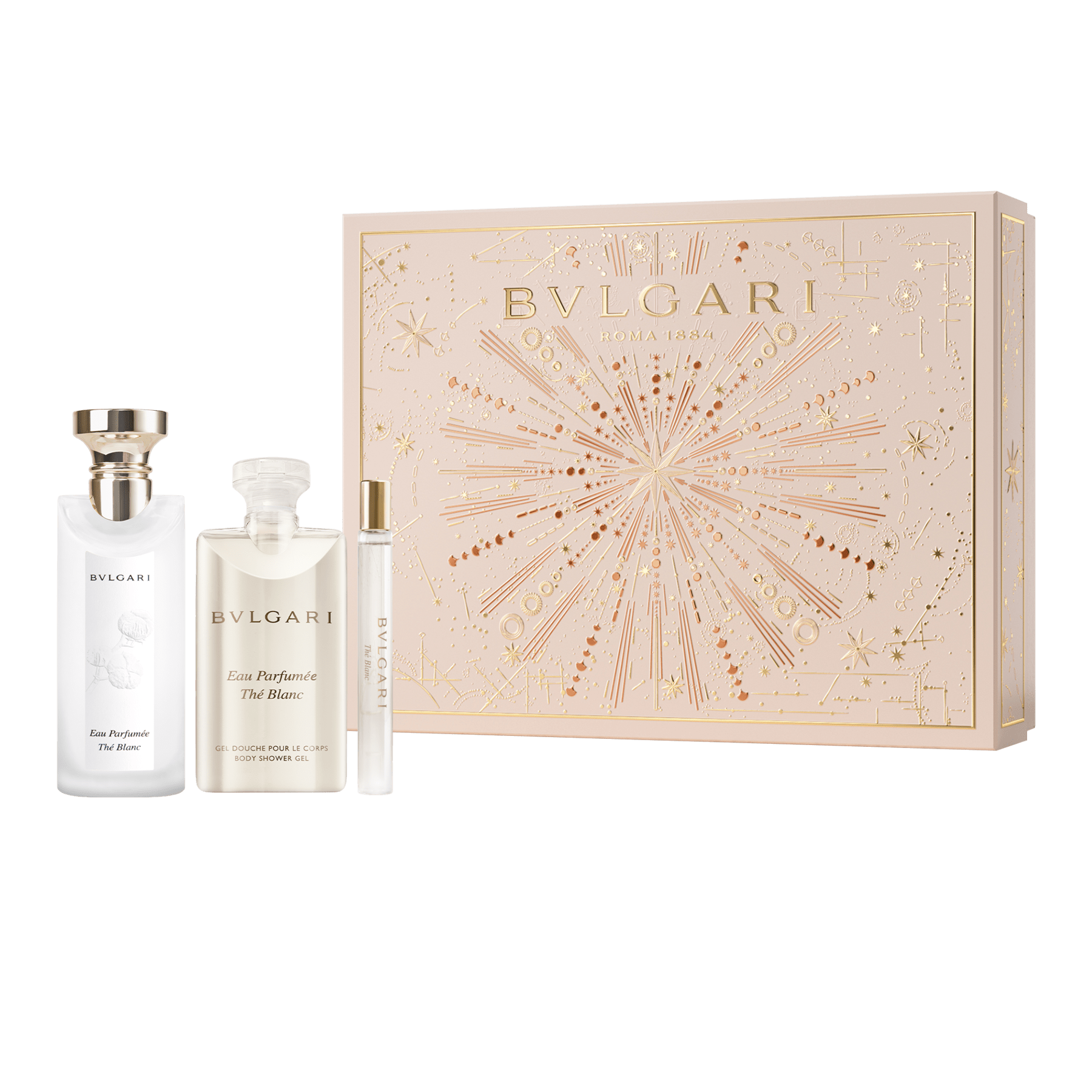 Celebrate the joy of the holiday season with the Eau Parfumée Thé Blanc gift set, featuring a 75 ml Eau de Toilette, a 10 ml Eau de Toilette travel size and a 75 ml Body Shower Gel, designed to make every moment of gifting more special. 42899 image 1