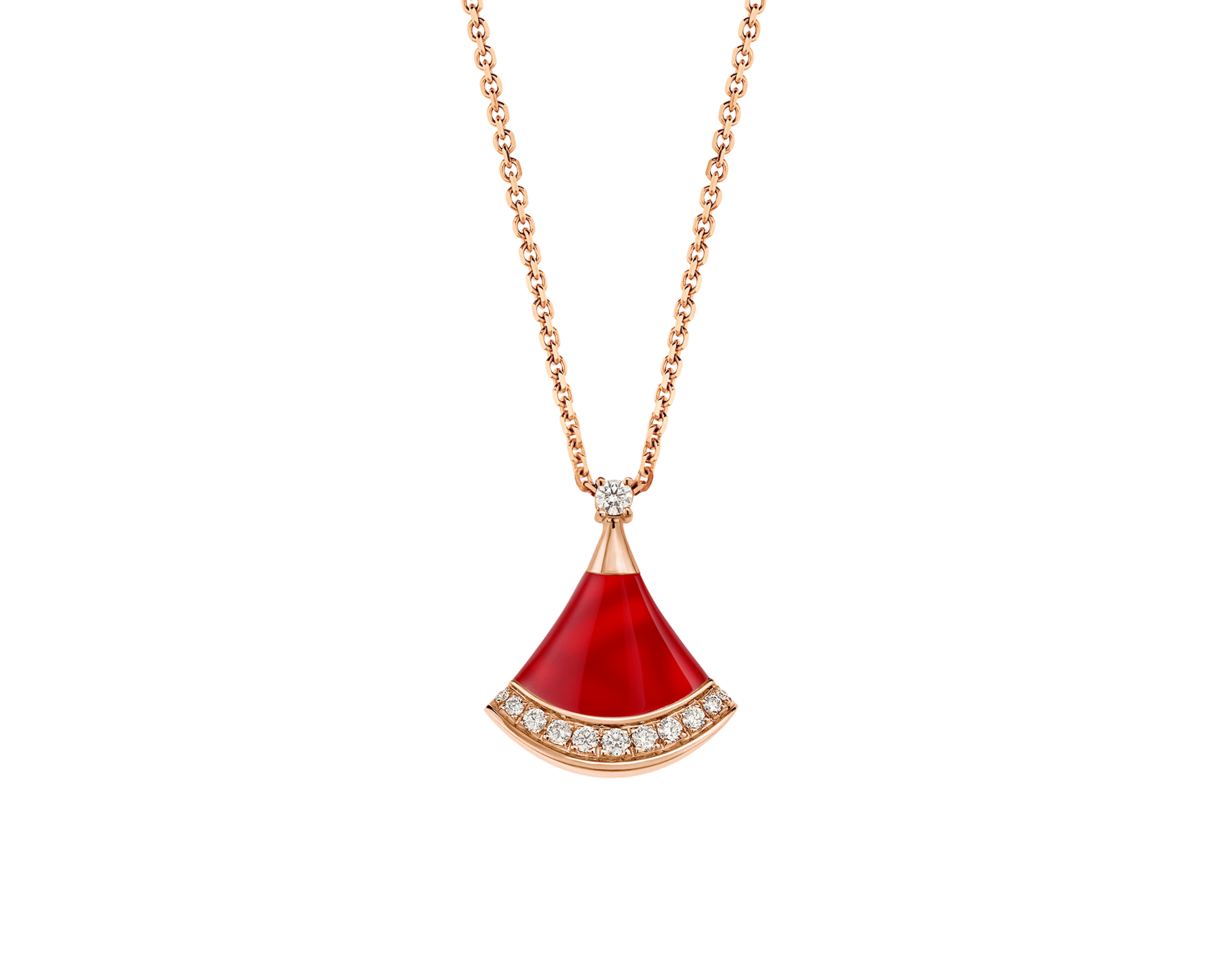 Rose gold DIVAS' DREAM Necklace Red with 0.03 ct Diamonds,Carnelian |  Bulgari Official Store