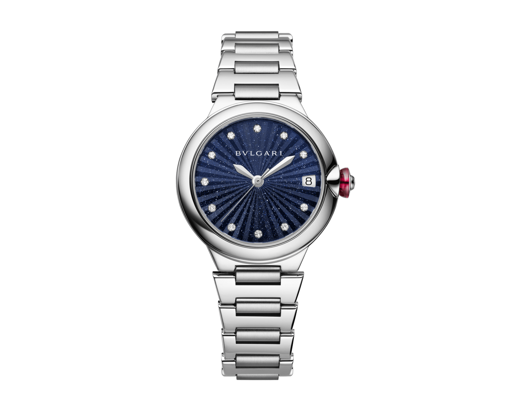 Lvcea Uhr aus poliertem und seidenmattem Edelstahl mit Automatikaufzug, Zifferblatt mit blauer Aventurin-Intarsie und 12 Diamantindizes. Wasserdicht bis 50 Meter 104198 image 1