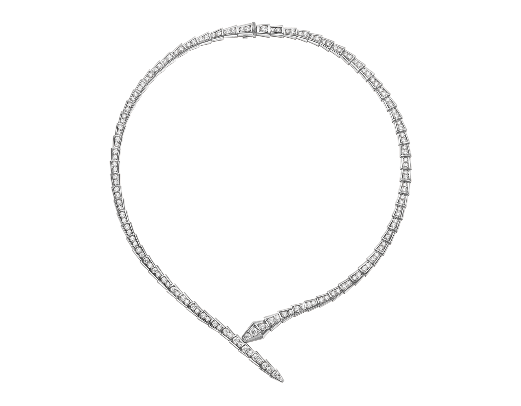 Serpenti Viper 18 kt white gold necklace set with pavé diamonds CL859329 image 1