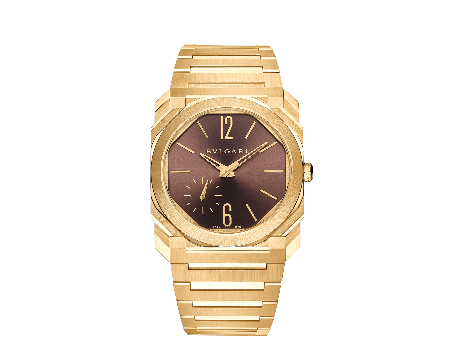 Octo Finissimo Automatic watch features mechanical manufacture ultra-thin movement (2.23 mm thick), automatic winding, 40 mm satin-polished 18 kt yellow gold case and bracelet, and brown lacquered dial with sunray finishing. Water-resistant up to 100 meters. Limited Edition of 50 pieces exclusive to the United States. 103717 image 1