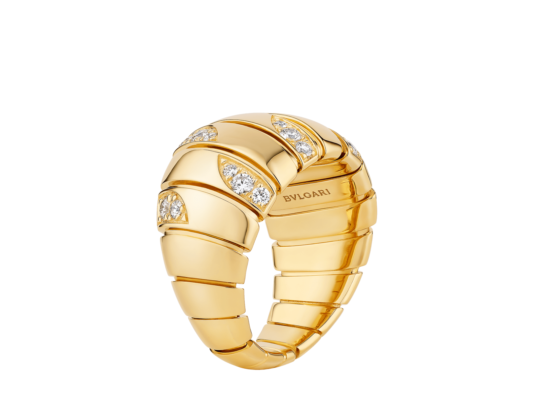 Bvlgari Tubogas 18 kt yellow gold ring set with pavé diamonds AN860574 image 1