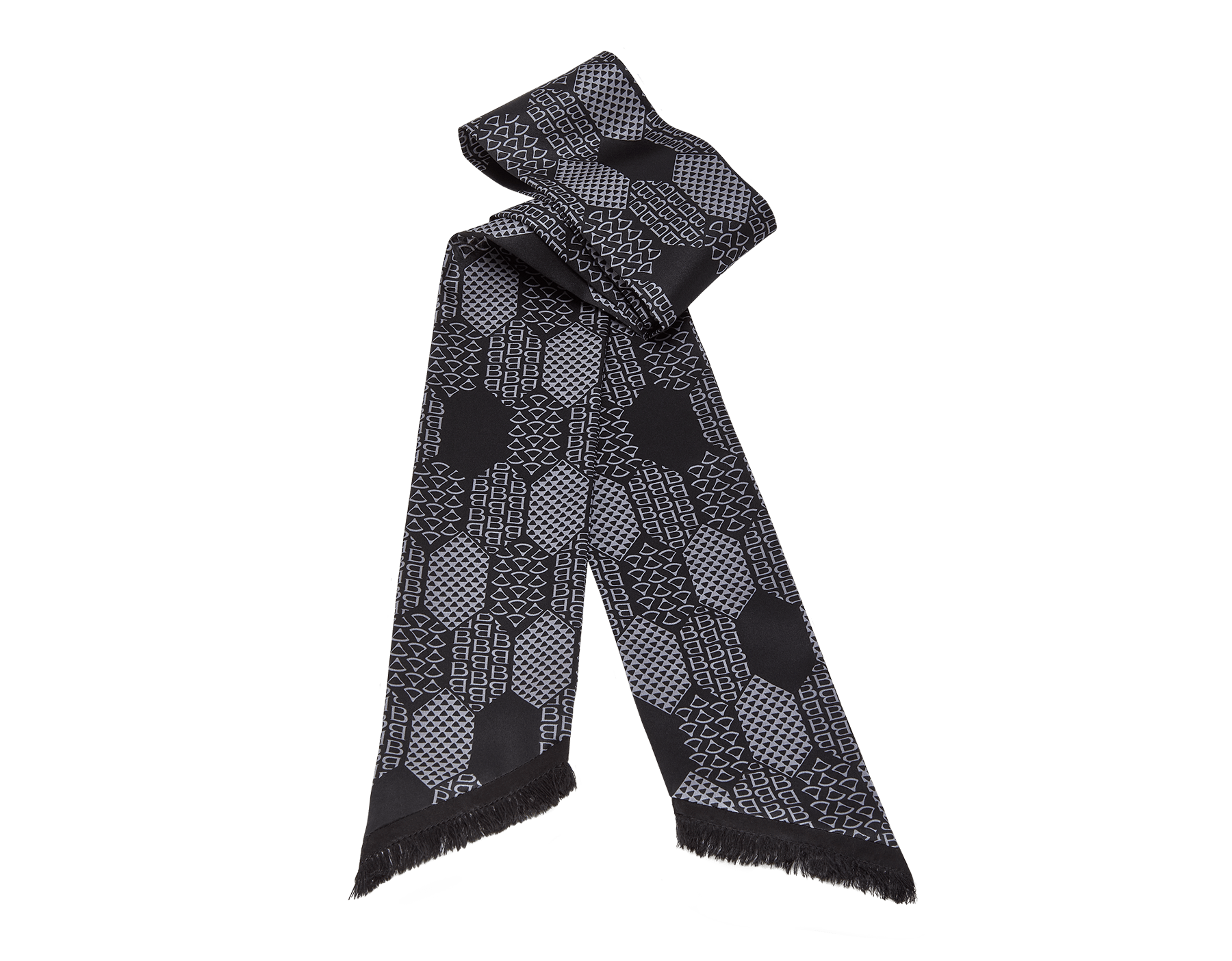 Étole Big Scales pour homme en serge de soie fine imprimée noir. BIGSCALESSHELLEY image 1