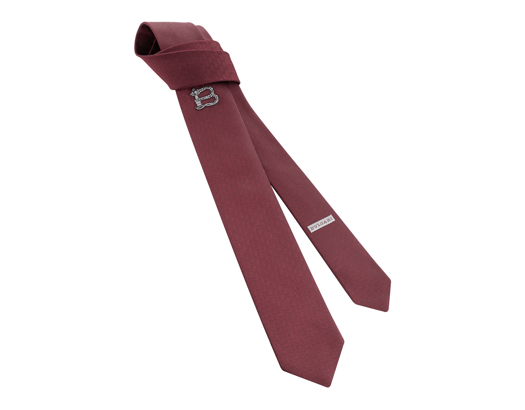 Navy "B3D" pattern tie in fine jacquard silk. B3D image 1