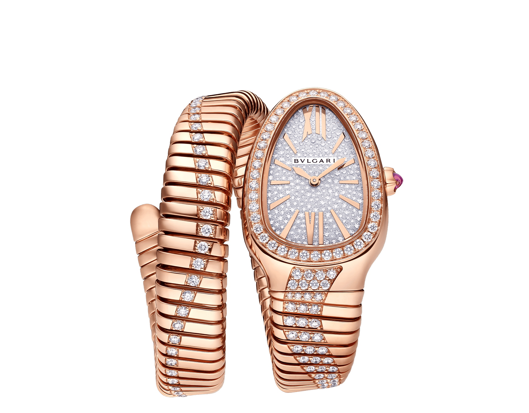 Serpenti Tubogas Infinity single-spiral watch in 18 kt rose gold set with diamond and full pavé dial. Water-resistant up to 30 metres 103791 image 1
