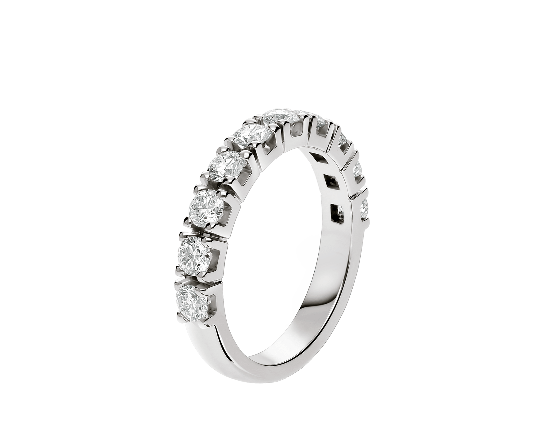 خاتم إتيرنيتي من الذهب الأبيض عيار 18 قيراطاً، مرصع بنصف دائرة من أحجار ألماس بريلينت مستديرة AN857563 image 1