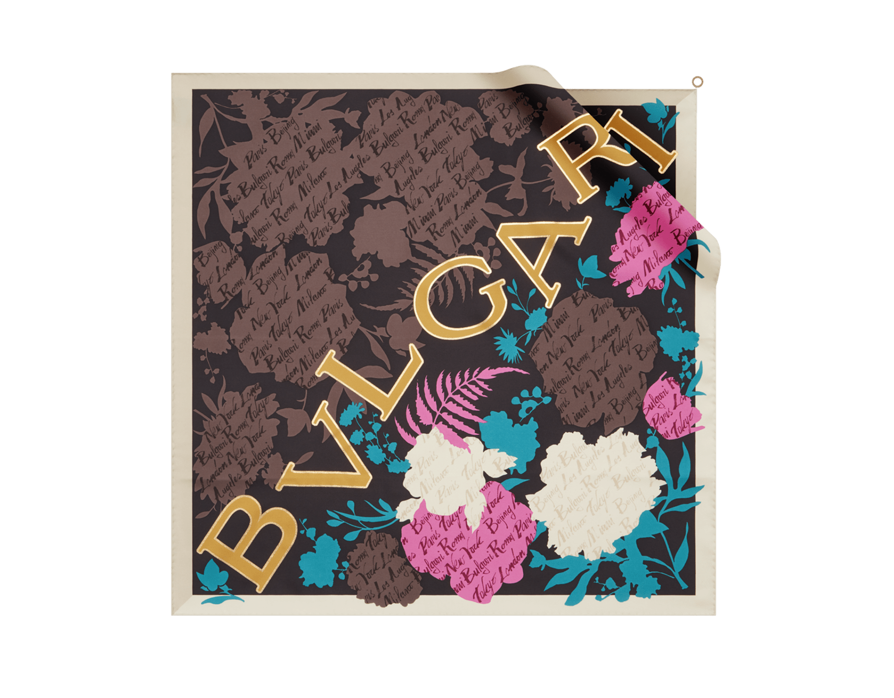 Foulard Logo Bouquet in pregiato twill di seta bianco agata. Composizione: 100% twill di seta. LOGOBOUQUET-SQ image 1