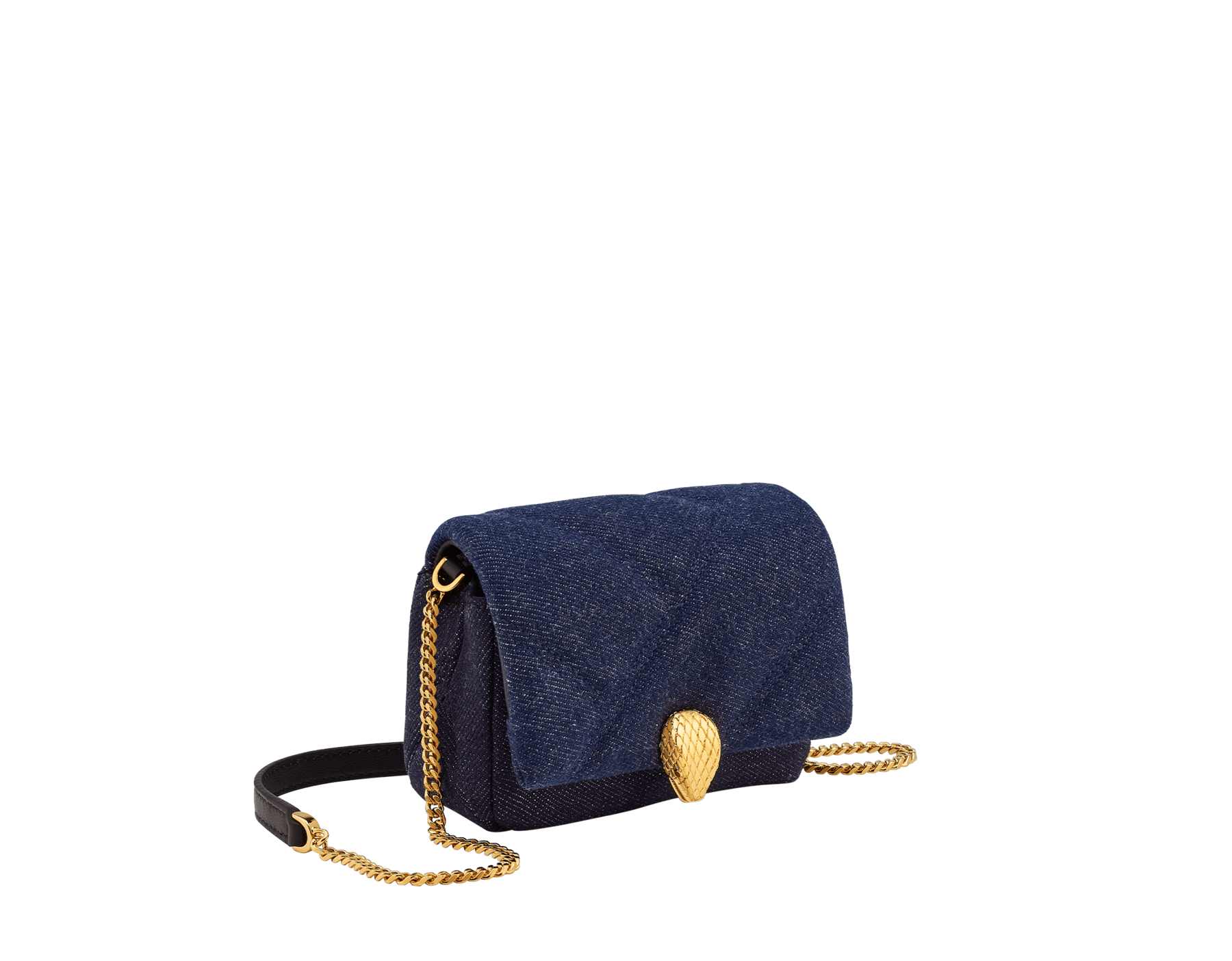 Сумка микроформата Serpenti Cabochon, кожа теленка цвета сливочного опала с крупным стеганым узором, подкладка из кожи наппа черного цвета. Застежка в виде змеиной головы из латуни с золотым покрытием, глаза из красной эмали. SCB-NANOCABOCHONa image 1