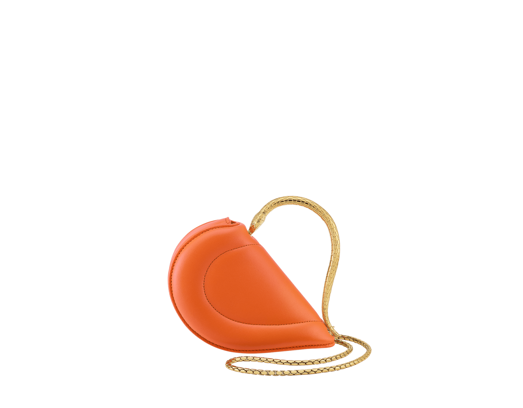 Serpenti Cuoricino 迷你手提包，採用皇家紅寶石色小牛皮，內裡為皇家紅寶石色納帕軟面皮。迷人的金色黃銅蛇身提把飾以蛇鱗鐫紋，按扣開合。 SRN-Cuoricino-1366XS image 1