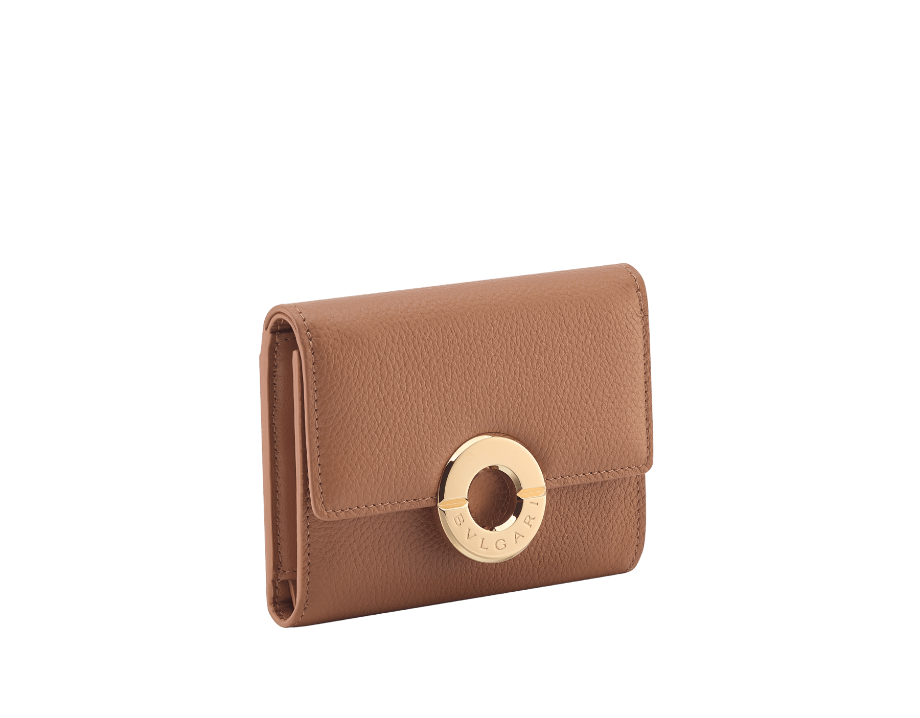 Portafoglio compatto per yen Bvlgari Roma in morbido vitello martellato nero con interno in nappa nera. Iconica clip in ottone placcato oro con logo Bvlgari e chiusura a libro. BVR-YENCOMPACT image 1
