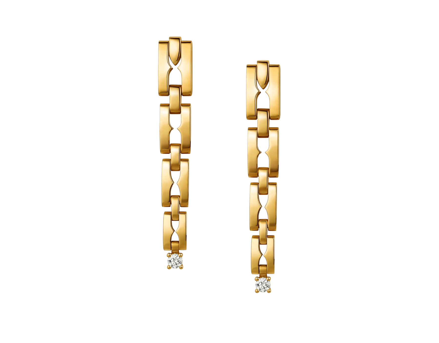Orecchini pendenti B.zero1 Rock Chain in oro giallo 18 kt con due diamanti taglio brillante. 361955 image 1