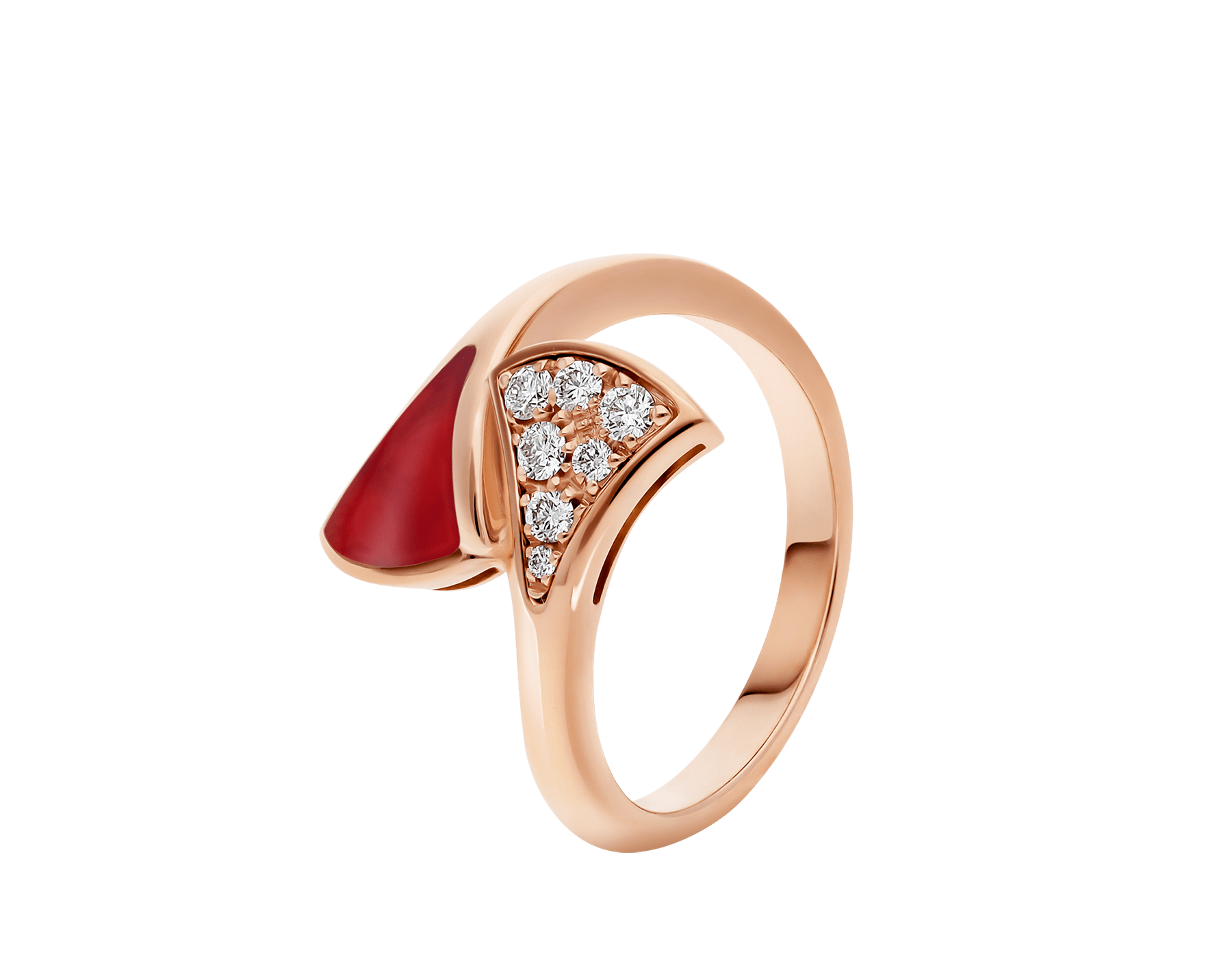 DIVAS' DREAM 18 kt rose gold ring set with carnelian element and pavé diamonds (0.10 ct) AN858645 image 1