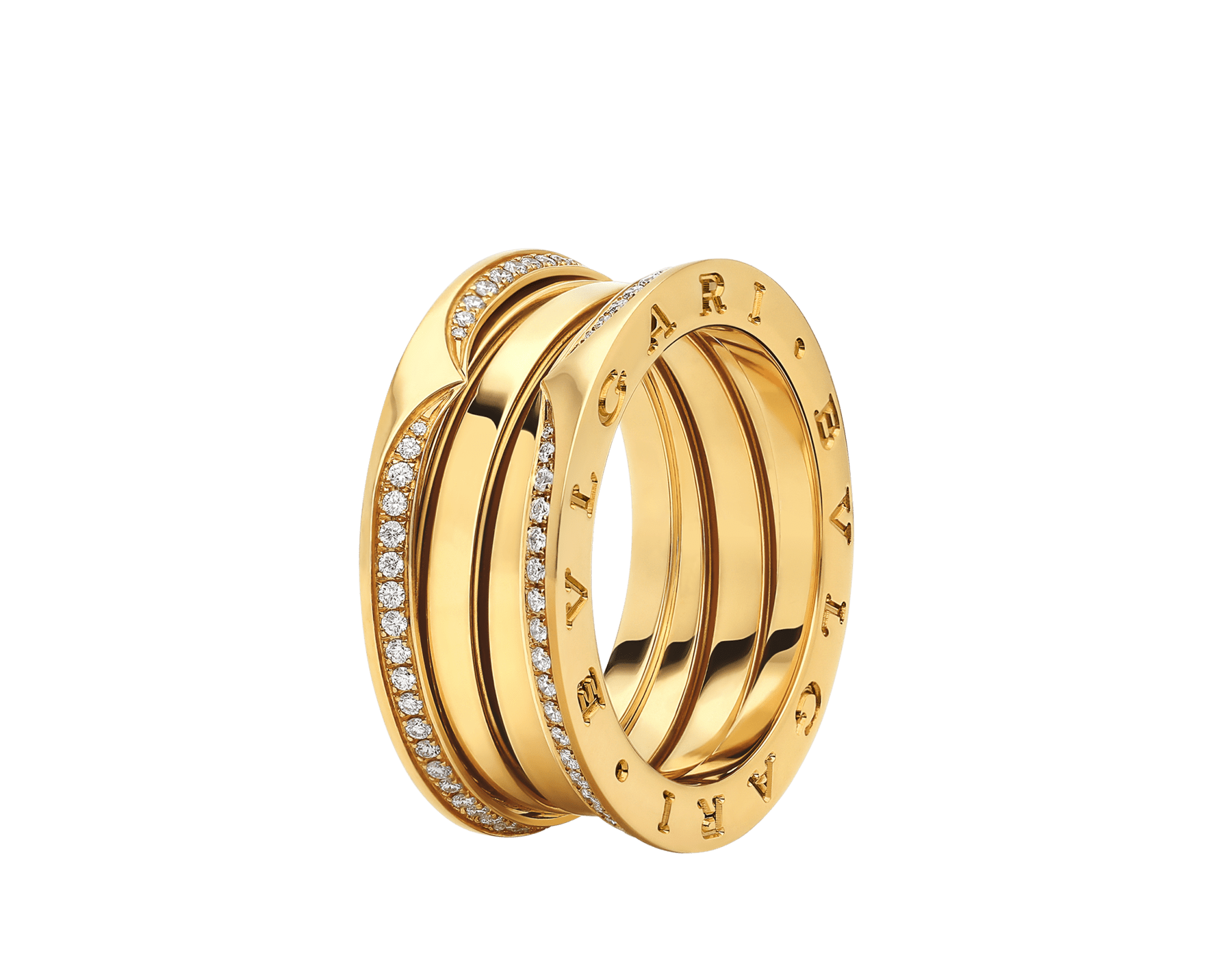 Yellow Gold B zero1 Ring With 0 45 Ct Diamonds Bulgari Official Store